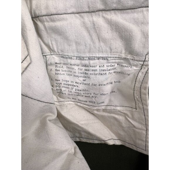 VINTAGE MENS FIELD WOOL M-1951 COMBAT TROUSERS KOREA MEDUIM LONG ARMY PANT - Picture 10 of 12